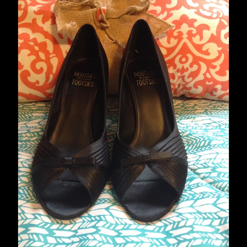 Black Satin Heels